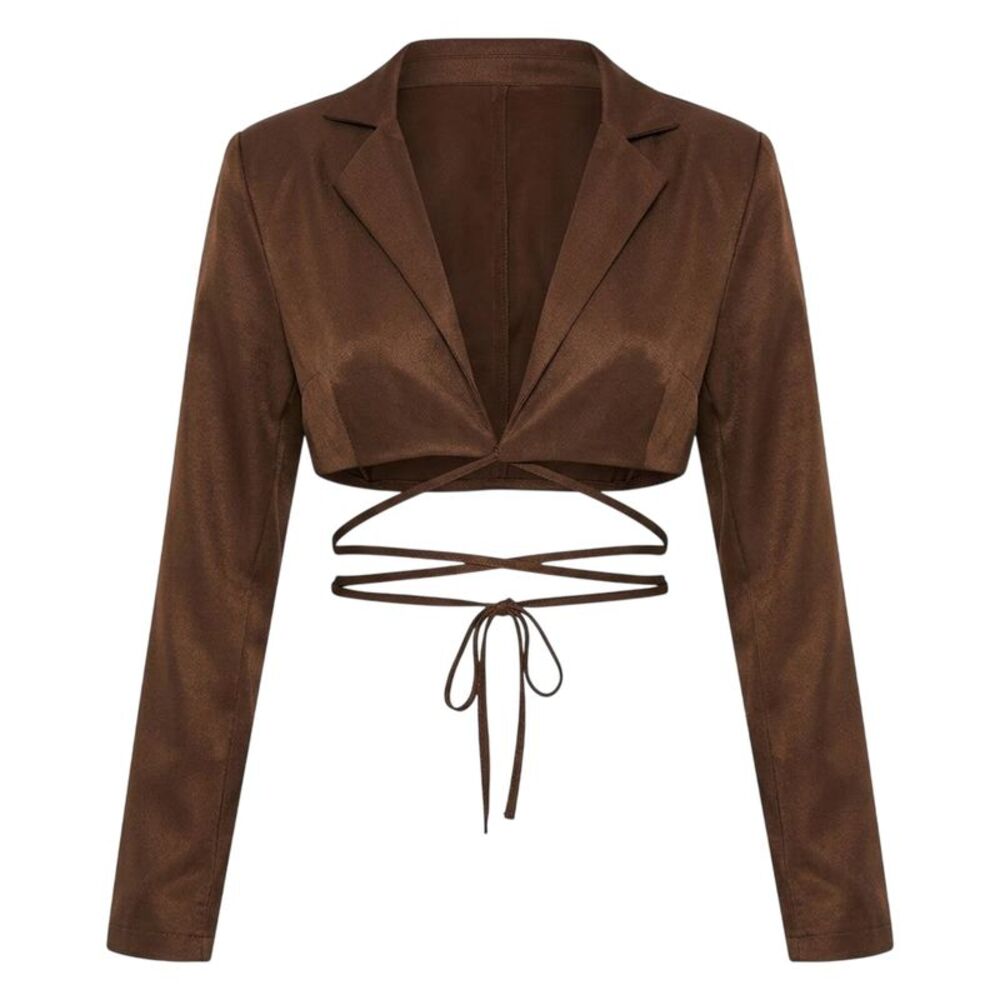 Missy Empire Womens/Ladies Tie Detail Cropped Blazer / Chocolate